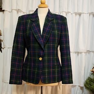 Joan Leslie Multicolor Plaid Blazer